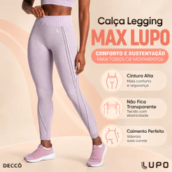 Calça Leg Legging Max Lupo Sport Tecnologia Sem Costura Seamless Dry para Treino de Alto Rendimento