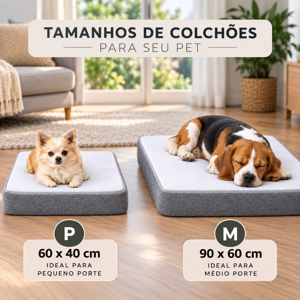 Colchão Pet Ortopédico D18 Branco com Grafite Capa Impermeável tamanhos P e M