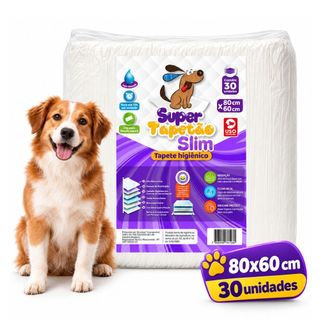 Tapete Higiênico Cachorro Super Tapetão Slim 80x60cm 30 Un Super Absorvente Antivazamento