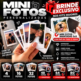 Mini Foto Polaroide - Kit 80 fotos - Cabe na capinha de celular - Alta qualidade - Entrega Full + BRINDE GRATIS