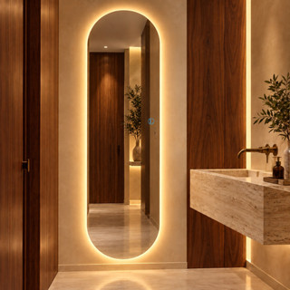 Espelho Lopazzi Oval Corpo Inteiro 150x40cm Led Touch Bivolt Quente e Frio Decoração Pinterest Sala Quarto
