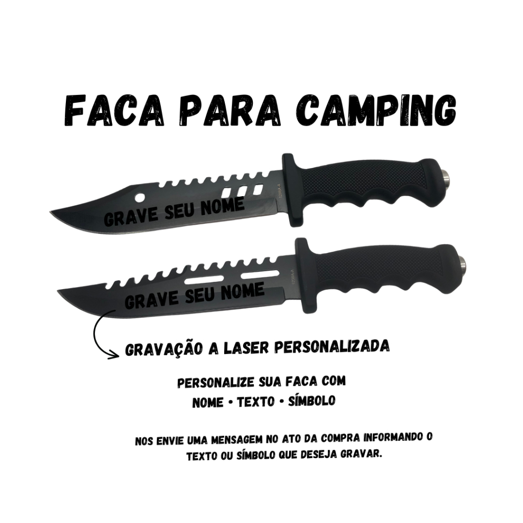 Faca Esportiva Camping, Caça, Pesca, Cortes em Geral Lâmina Serrilhado - 1266