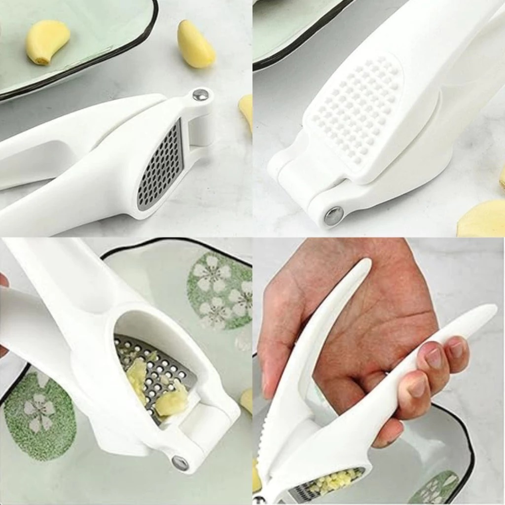 Espremedor de Alho Manual Plástico e Inox 19cm Amassador Triturador Prático Cozinha