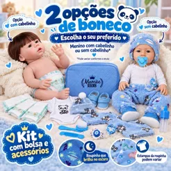 Boneco Bebê Reborn Menino 50cm Enxoval Luxo Roupinha Brilha no Escuro Mamãe Reborn