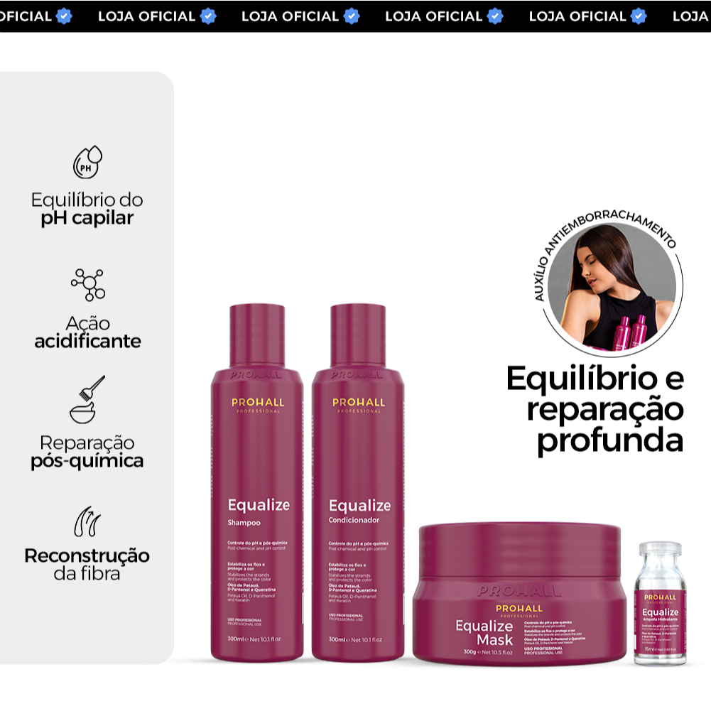 Kit Home Care Equalize e Ampola Capilar Hidratação Nutrição Cabelo Seco e Ressecado