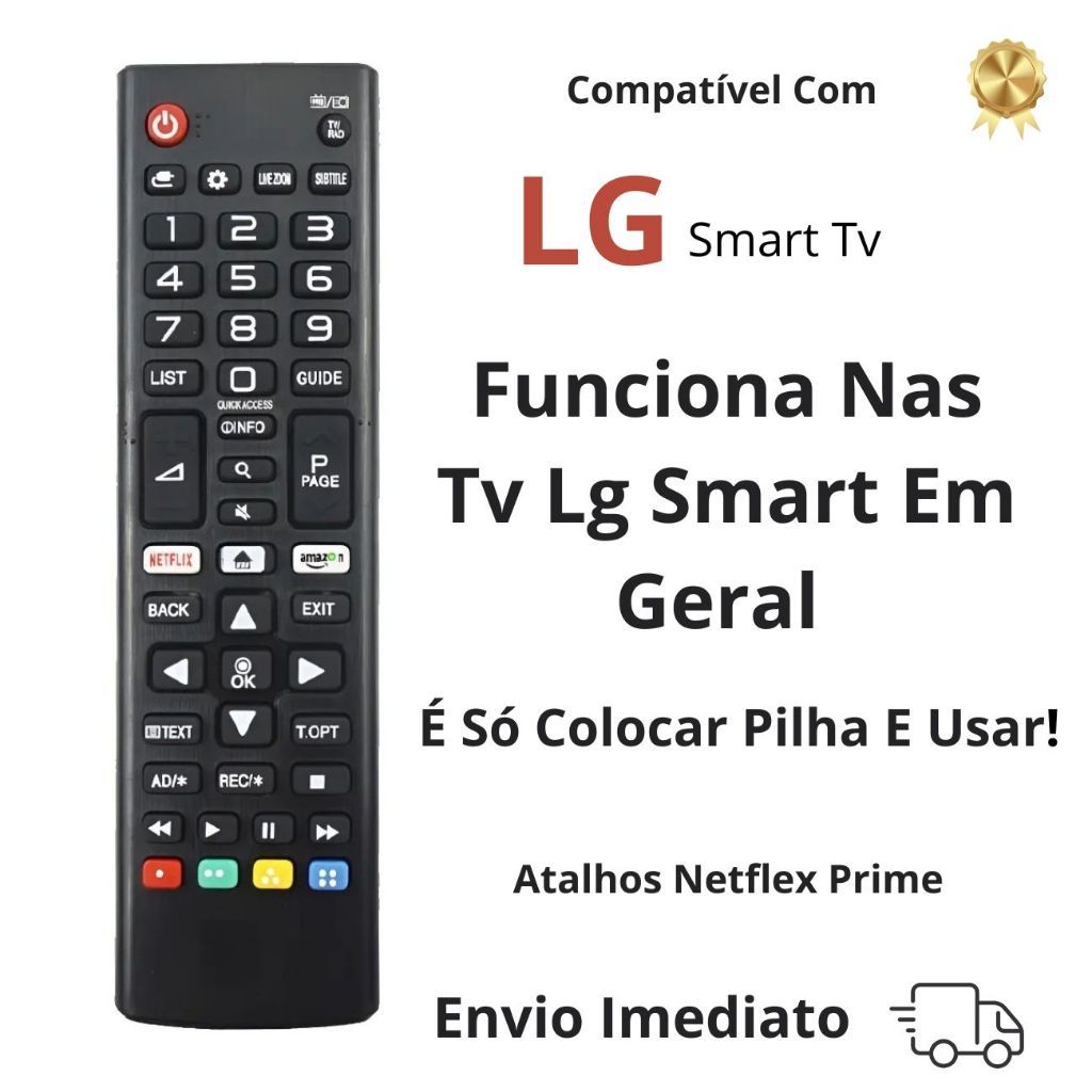 Controle Remoto Compatível Com LG Smart TV LG LED, LCD, LG Plasma, LG 3D, LG OLED -Apertou Funcionou-Netflixe Amazon