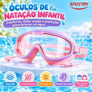 Óculos De Natação Infantis Com Protetor De À Prova D'água Antiembaçante E HD Para Meninos Meninas