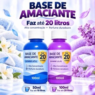 Base Amaciante Concentrada 100ml Faz 20 litros perfumada tipo DOWNYEX RENDE MUITO