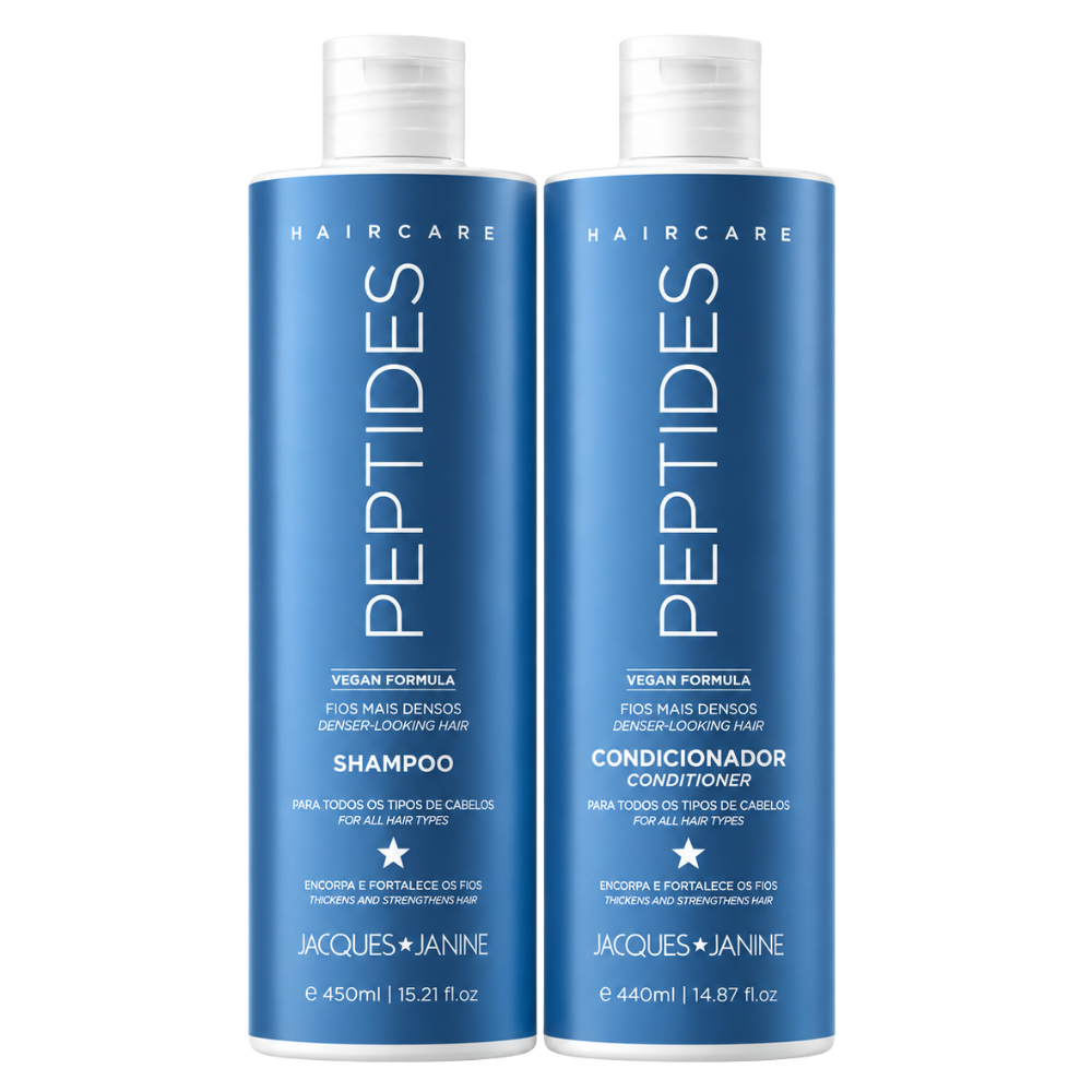 Jacques Janine Hair Care Peptídeos Shampoo Hidratação 450ml Condicionador Leave-in 440ml — Encorpa e Fortalecimento Fios