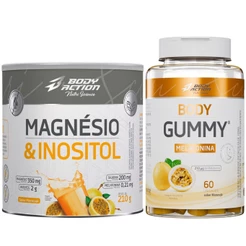 Kit Magnésio & Inositol 210g + Gummy Melatonina 60 Gomas Bodyaction