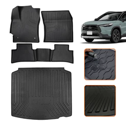 Kit Tapete Bandeja 3D com Bordas Elevadas + Protetor de Porta Malas para Corolla Cross 2021 a 2027