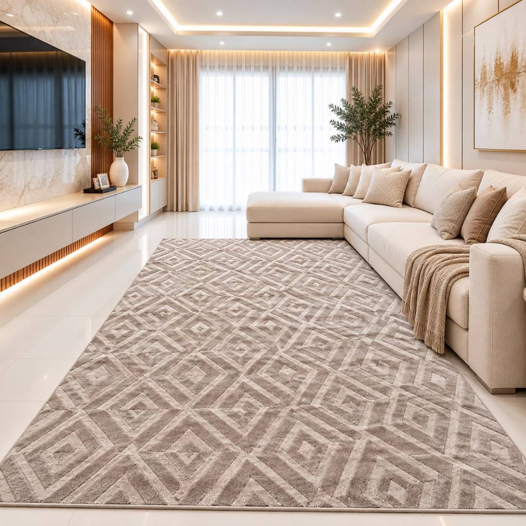 Tapete Grande 3,00 M X 2,00 M Sala Quarto Escritório Moderno Sofisticado Elegante Clean