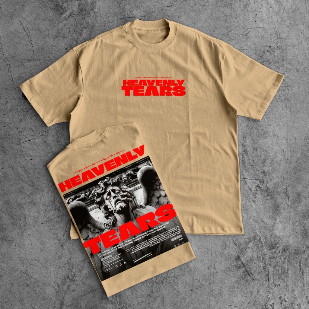 Camiseta Unissex Oversized Heavenly Tears Design Exclusivo Streetwear Casual Moderna Confortável E Versátil
