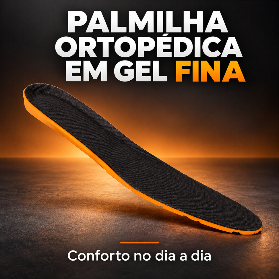 Palmilha Ortopédica PU Gel Fina Anatômica com Amortecimento Confortável Macia Anti-Impacto para Dores nos Pés