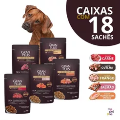 Ração Úmida Sachê GranPlus Gourmet Para Cachorros Adultos Sabores Diversos Caixa 18 Unidades