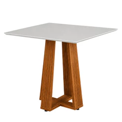Mesa para Sala de Jantar Athenas Quadrada Madeirado/Off White Dobuê