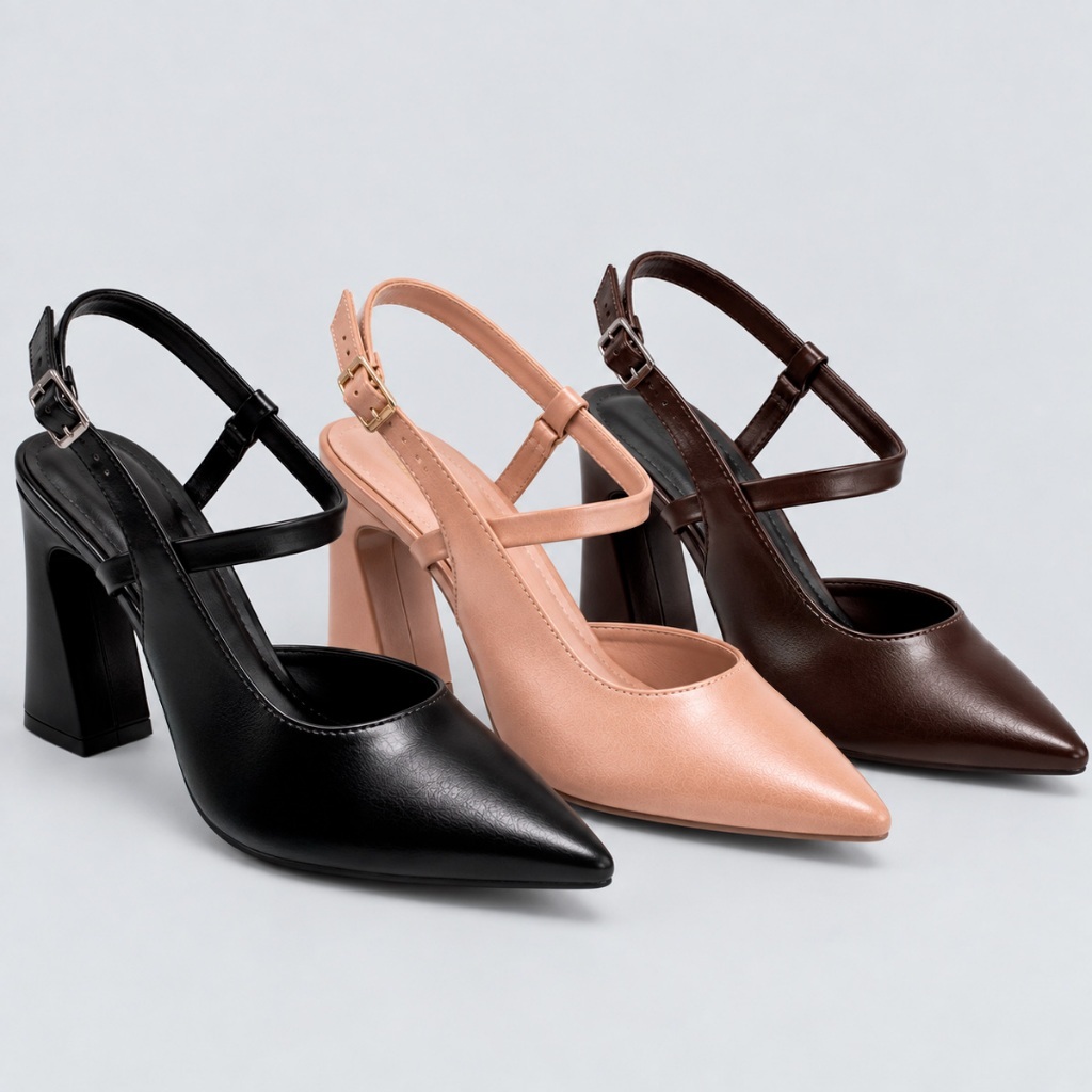 Scarpin Feminino Shekinah Salto Geométrico Curvado Tiras Bico Fino Elegante Luxo Moda Fashion