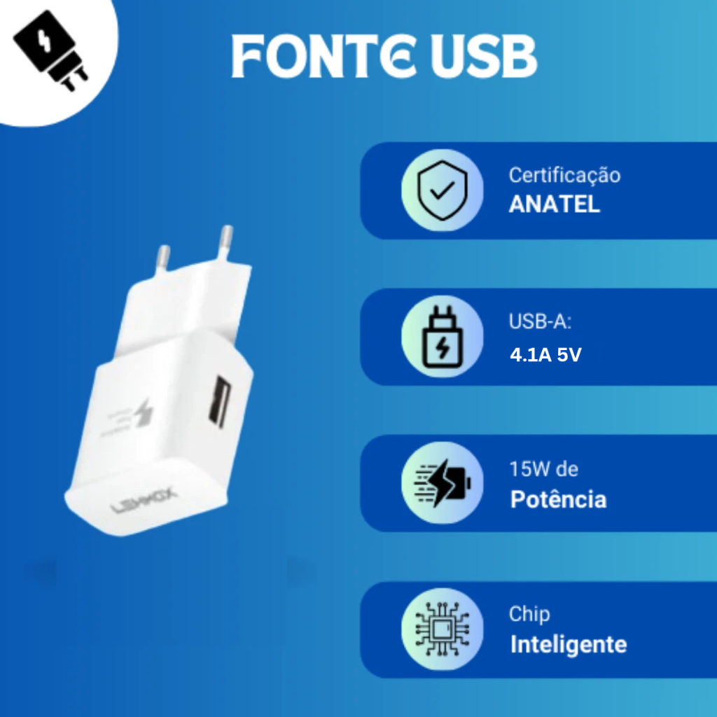 Kit Carregador para Realme C61 C63 C65 C67 C75 - Cabo USB C + Fonte — imagem 2 de 2