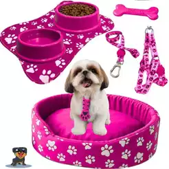 Kit Para Cachorro Super Luxuoso Peitoral Guia Caminha Pet Pequeno