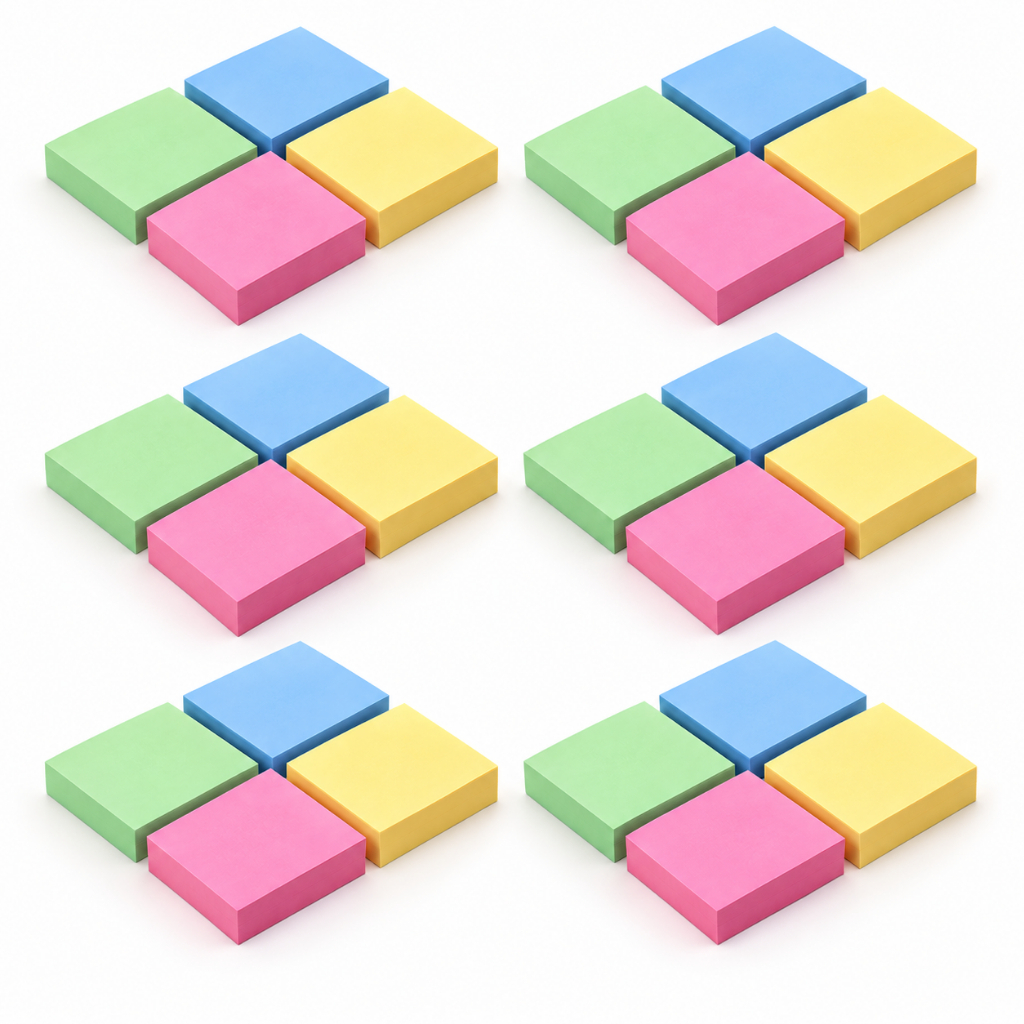 Bloco De Notas Auto Adesivo Cubo Colorido Kit 24 Blocos 2400 Folhas