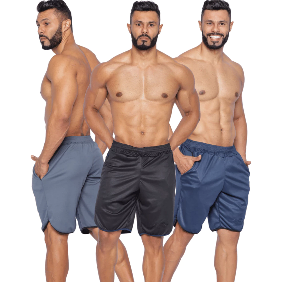 Kit 3 Bermuda Masculina Street Fit Short Treino com Bolsos Funcionais Garra Sport Wear