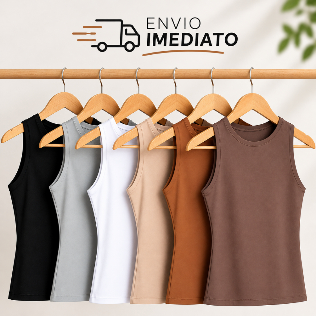 Regata Blusinha Feminina Suplex Premium Duplo Básica Elegante Blogueira Tendencia