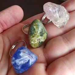 Anéis Pedras Naturais Ametista Quartzo Verde, Rosa, Azul Ajustáveis
