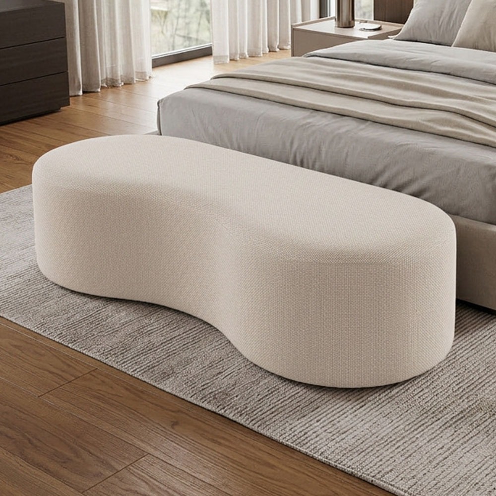 Puff Decorativo Orgânico para Living Quarto 140cm Orbit W01 Linho Cru - Lyam Decor