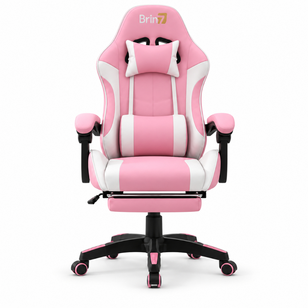 Cadeira Gamer Rosa Brin7 B7-008 Reclinável Ergonômica Confortável Setup Feminino