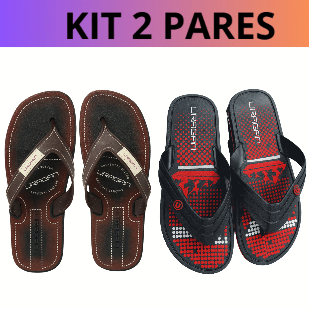 Kit 2 Chinelo Masculino Casual Borracha Sandália Resistente Antiderrapante Confortável Oferta