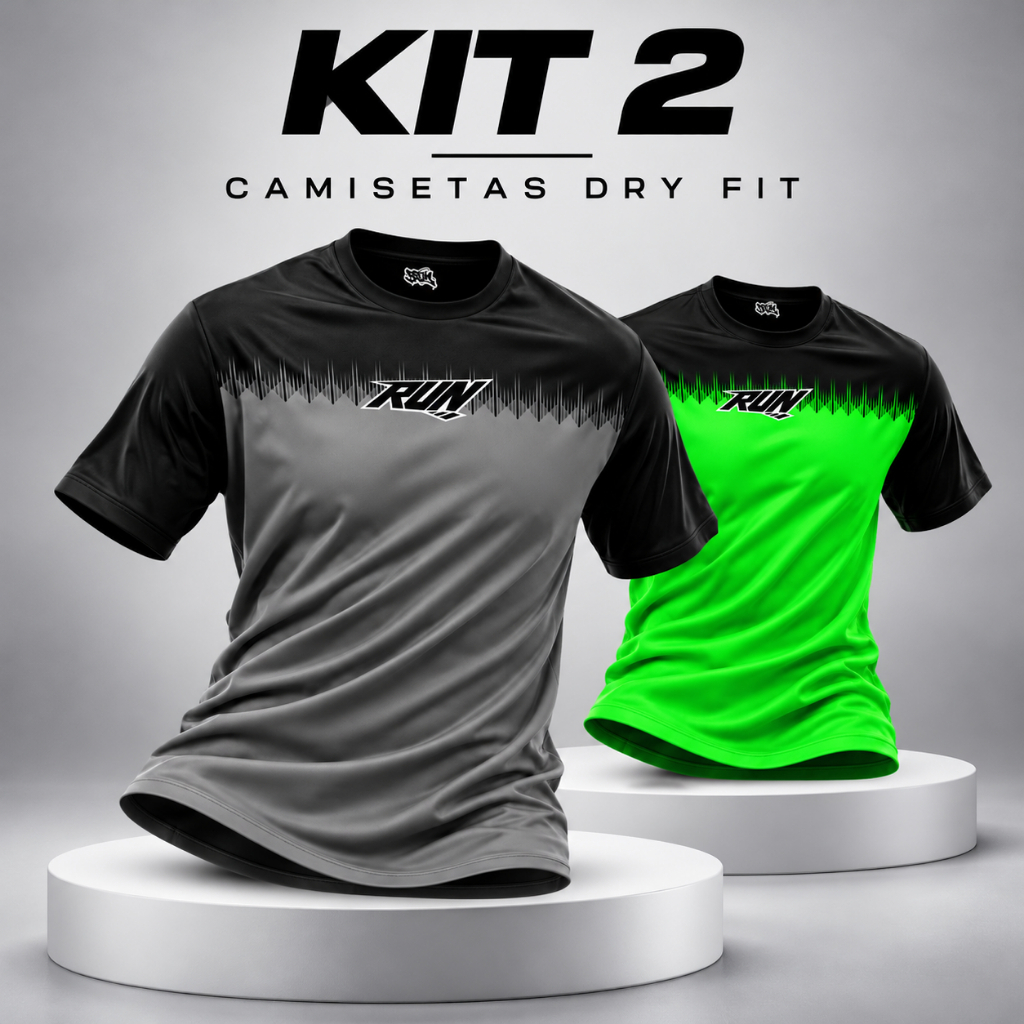 Kit 2 Blusas Camisetas Masculina Dry Fit Gola Redonda Casual Dia a Dia Exercícios Futebol Esportes Treino