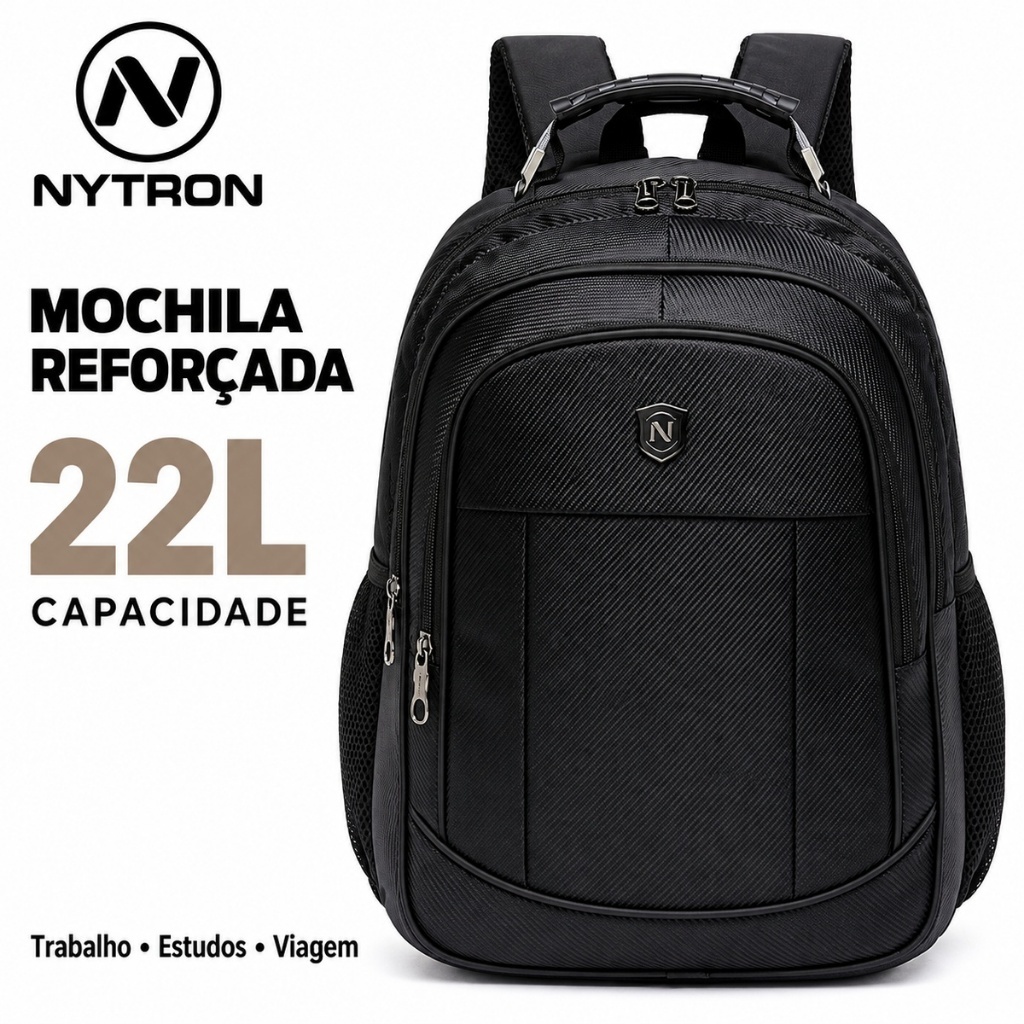 Mochila Escolar Masculina Reforçada Grande Original Nytron Executiva Resistente Backpack Notebook Faculdade Espaçosa