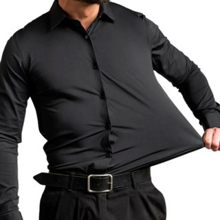 Camisa Social Masculina  Manga Longa Passa Facil Slim Premium Bolso Modelagem Dudalina Cinza Branco Azul Tecnologica