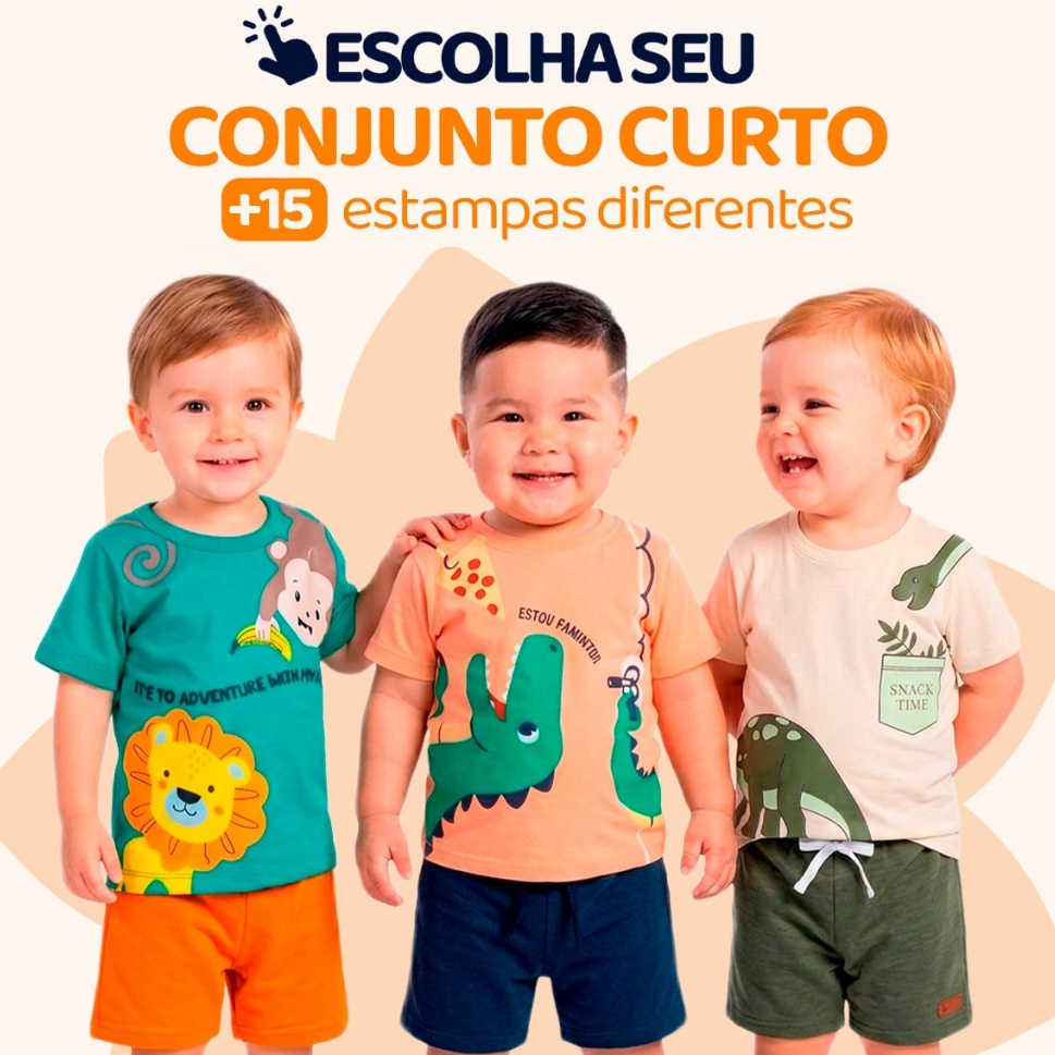 Conjunto Bebe Masculino Menino Infantil Verão Manga Curta Roupas de Bebê Tamanho 1 ao 8 L02