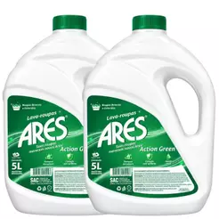 Kit 2 Unidades Lava Roupas Líquido Ares Action Green 5L Roupas Brancas e Coloridas