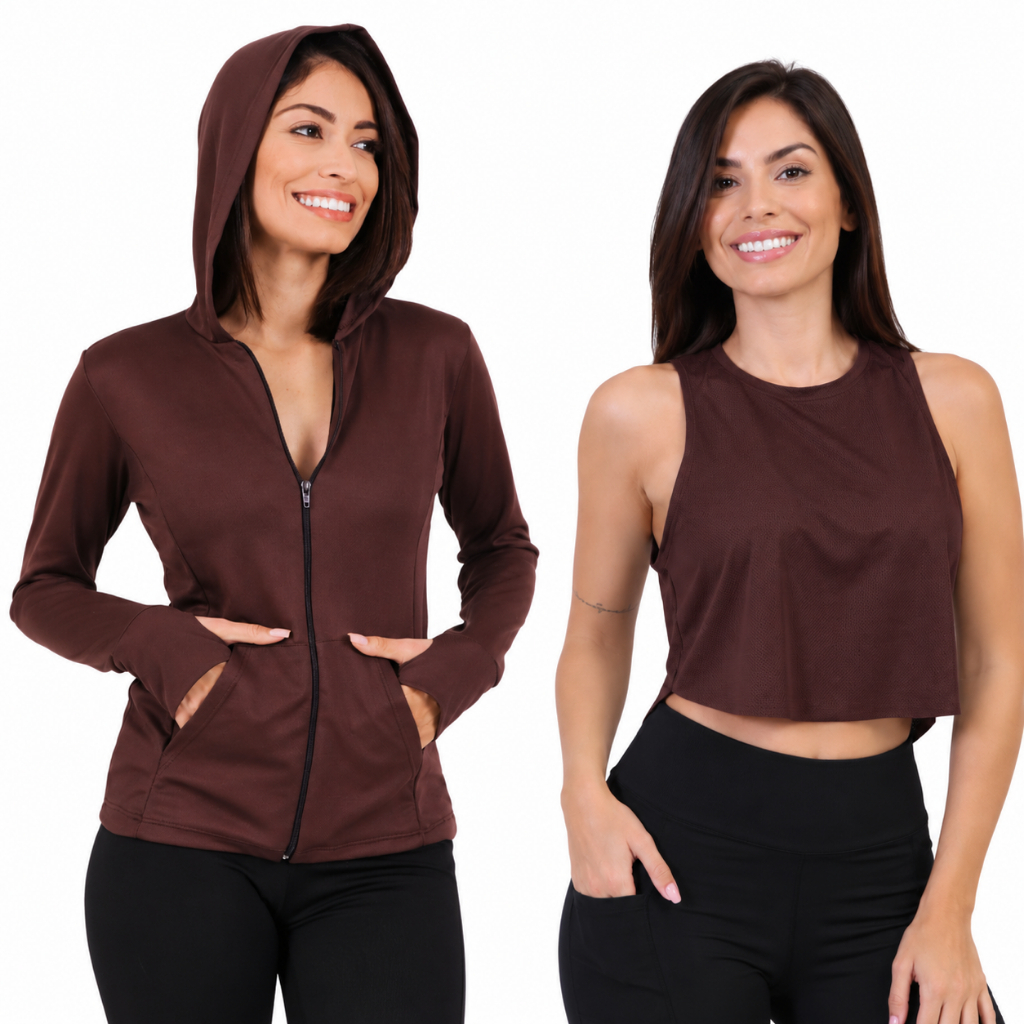 Kit Jaqueta e regata Cropped Dry fit