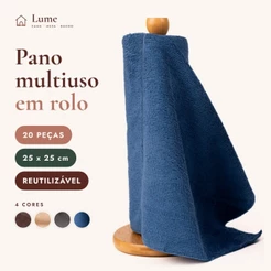 Pano Multiuso em Rolo 20 Unidades 25x25cm – Alta Absorção, Lavável e Reutilizável