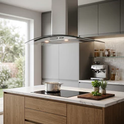 Coifa Fogatti de Parede Vidro Curvo Slim Inox 80cm 4 a 5 Bocas 110V