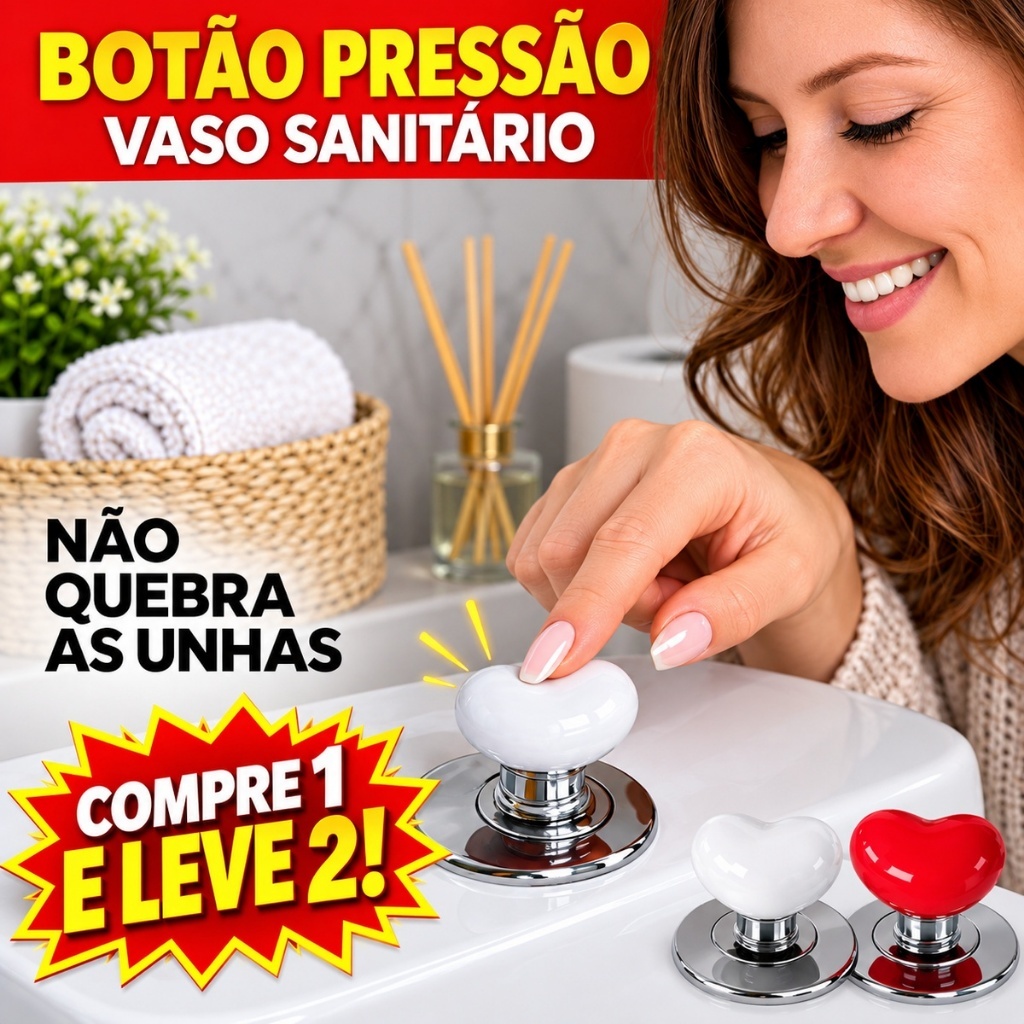 Botão Coração para Vaso Sanitário – Compre 1 Leve 2 | 2 Leve 3 | 3 Leve 4 | 4 Leve 5