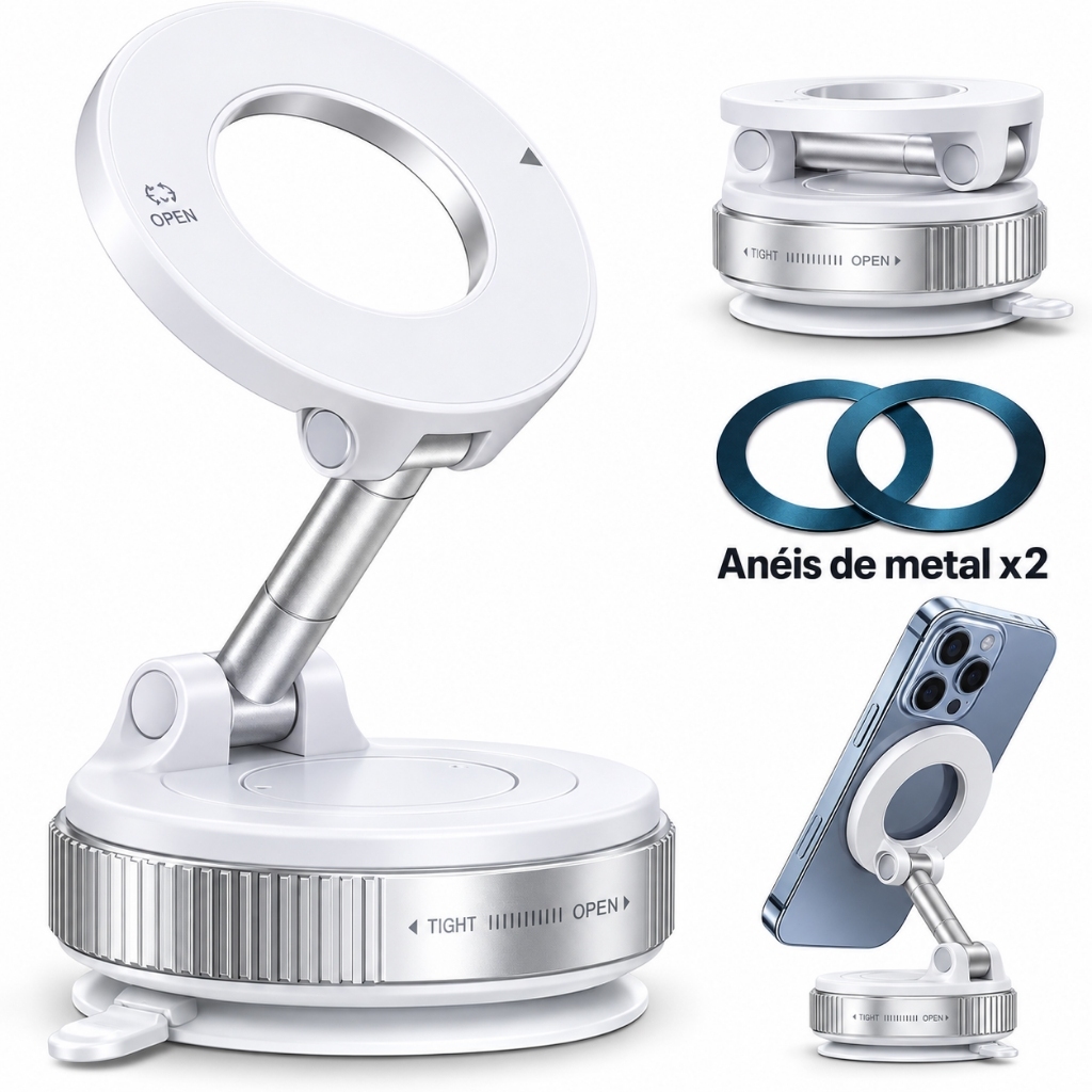 Suporte Magnético Forte Para Telefone Carro Design Dobrável 360 ° A Vácuo Ajustável/Mesa/Banheiro