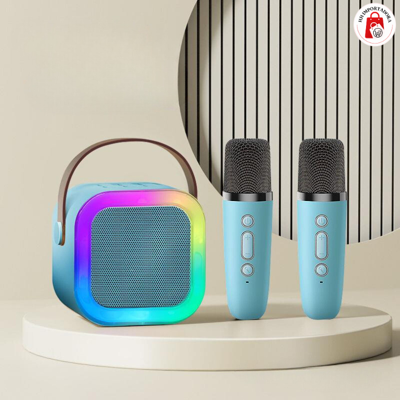 Caixa De Som C/ Microfones Karaokê Brincadeiras em Família