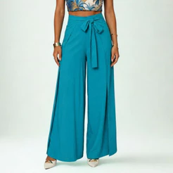 Calça Pantalona Envelope Forrada Multiusos Transpassada Estilosa