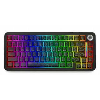 Teclado Gamer Mecânico Sem Fio Bluetooth Tri Mode 75% Led Rgb Hot Swappable F75 Free Wolf