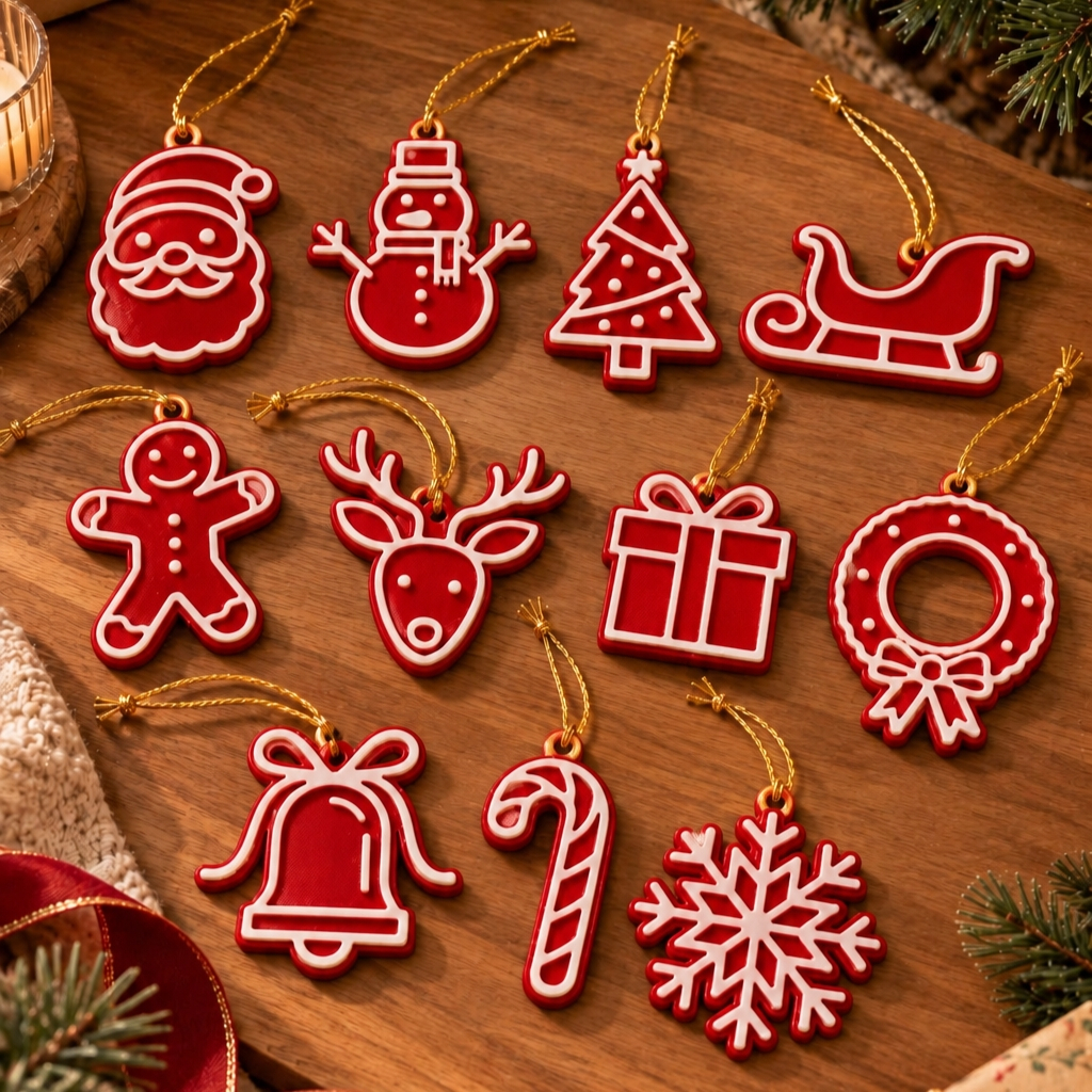 Kit 11 Pingentes Enfeite Árvore de Natal Biscoito Gengibre Decoração Natalina Impresso 3D