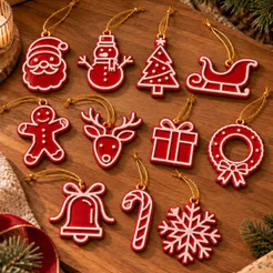 Kit 11 Pingentes Enfeite Árvore de Natal Biscoito Gengibre Decoração Natalina Impresso 3D