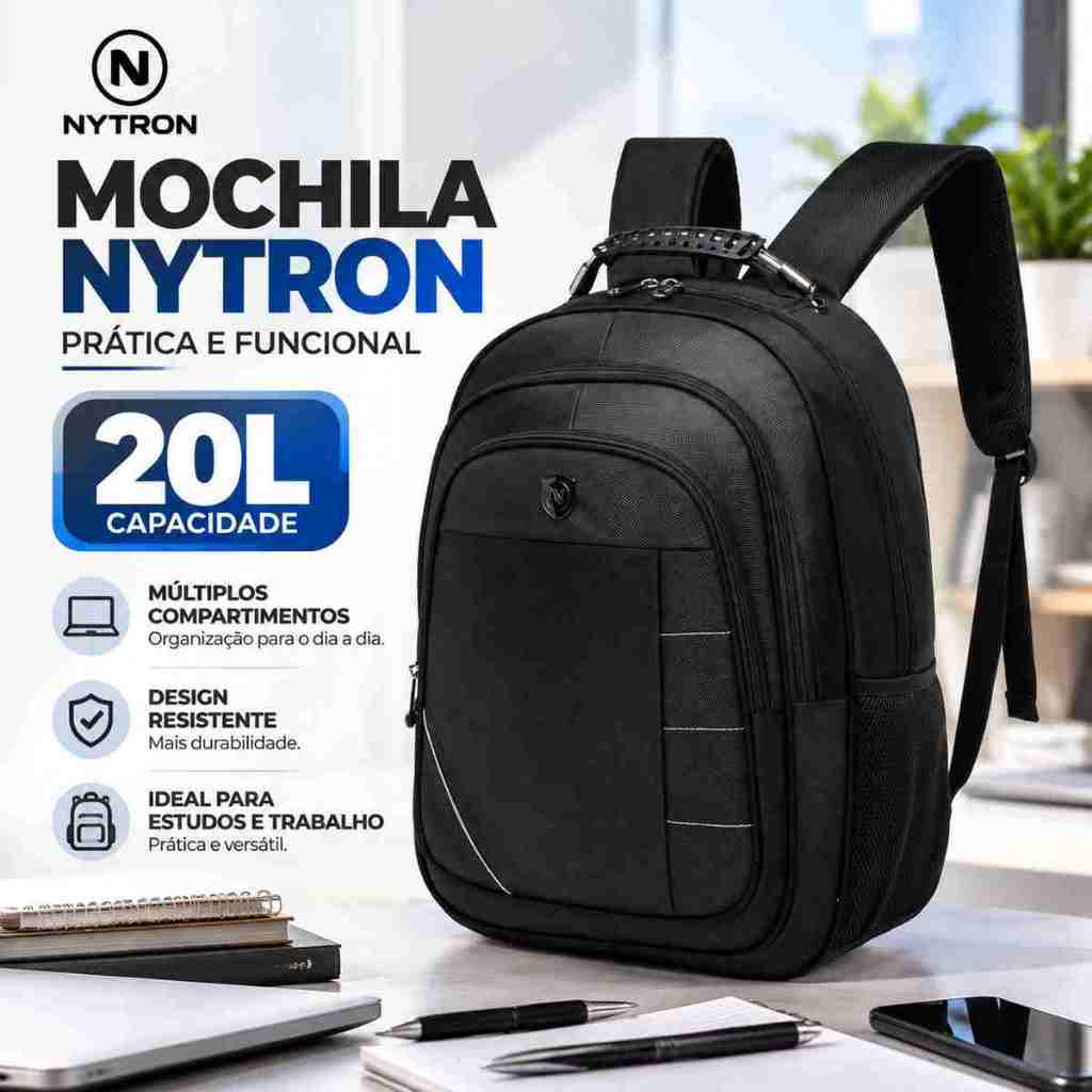 Mochila Masculina Reforçada Para Trabalho Executiva Faculdade Nytron Resistente