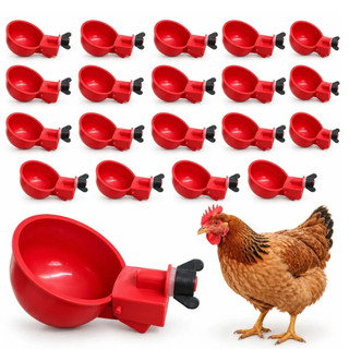 Bebedouro Automático Para Aves Kit 30 Unidades Galinha Codorna Pintinho Copinho Vermelho Reposição Água Para Galinheiro