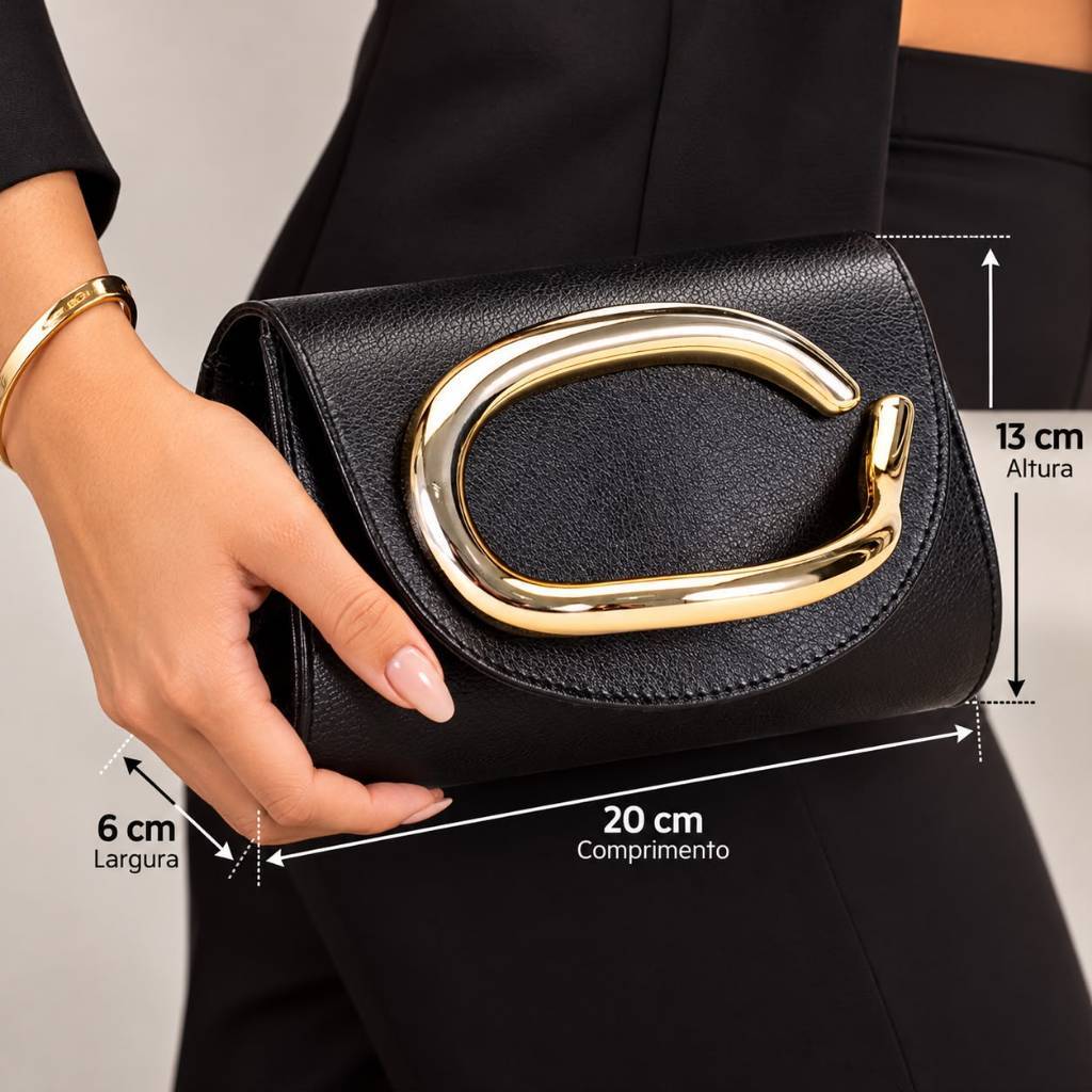 Bolsa Clutch Feminina Dourada Luxo Festa Casamento Elegante