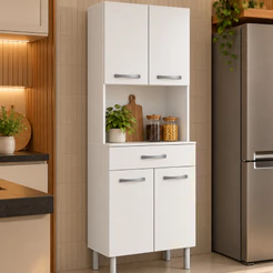 Armário de Cozinha Paneleiro 4 Portas 1 Gaveta Branco Aramoveis