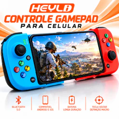 Controle Gamepad Bluetooth 5.0 para Celular Android iOS PC Switch Recarregável Joystick Ergonômico com Bateria de Longa